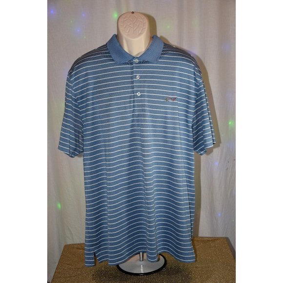 Greg Norman Blue/White Striped Golf Polo size XL - Picture 1 of 7